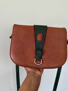 Brown and Green Leather Crossbody Bag - Women